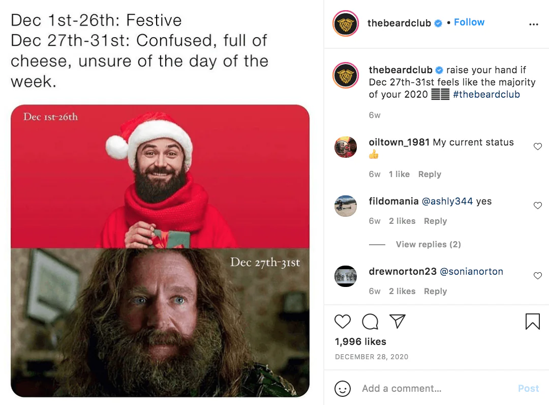 Archived Beard Club post about the confusing week between Christmas and New Year